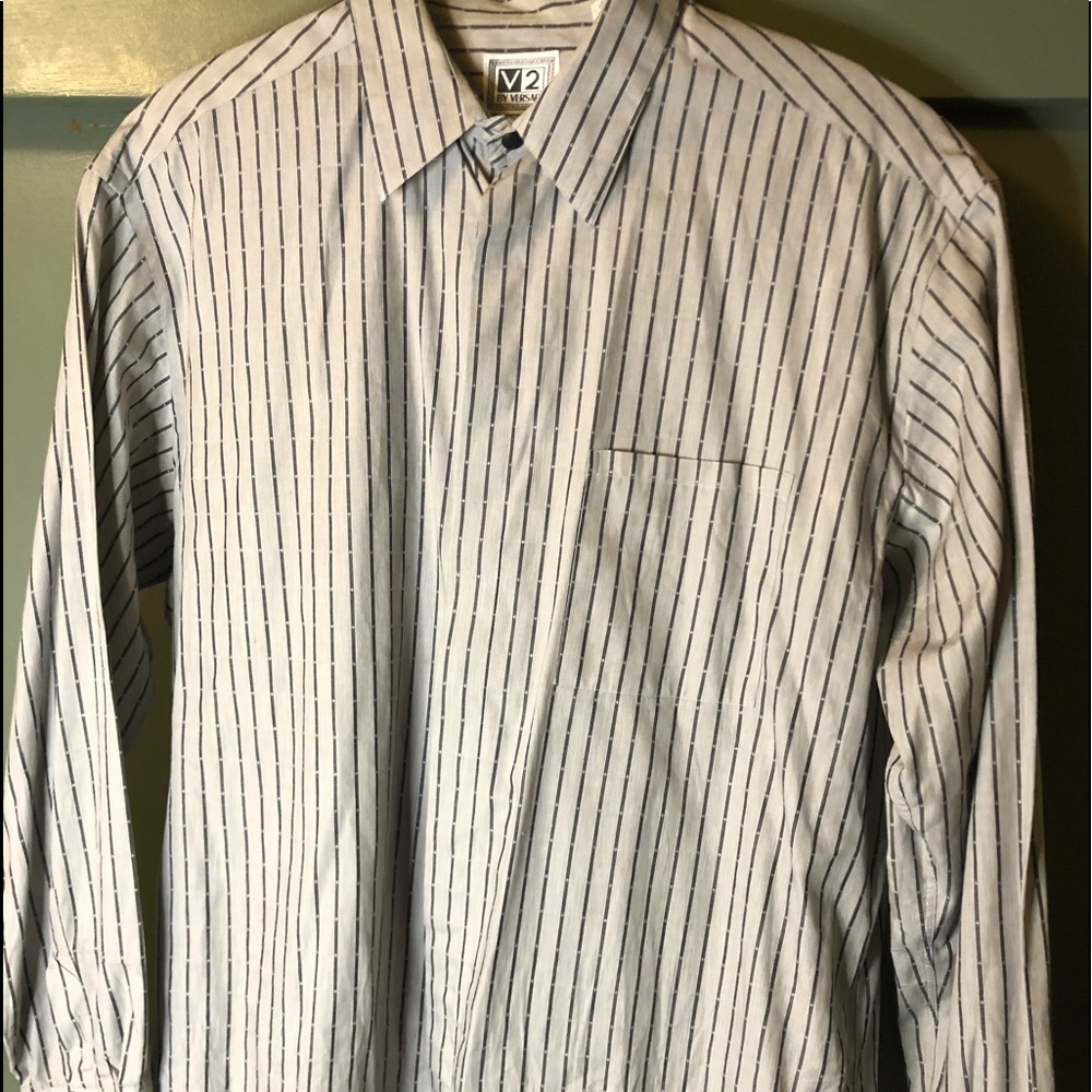 V2 Versace striped button down shirt